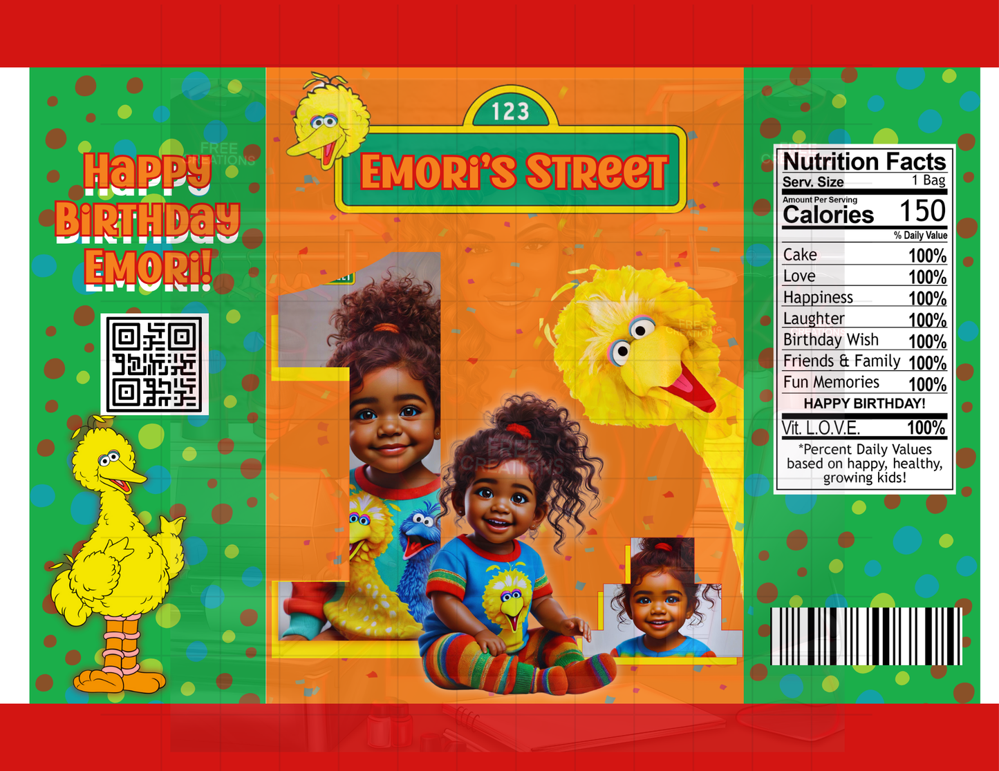 Editable Big Bird Chip Bag Template