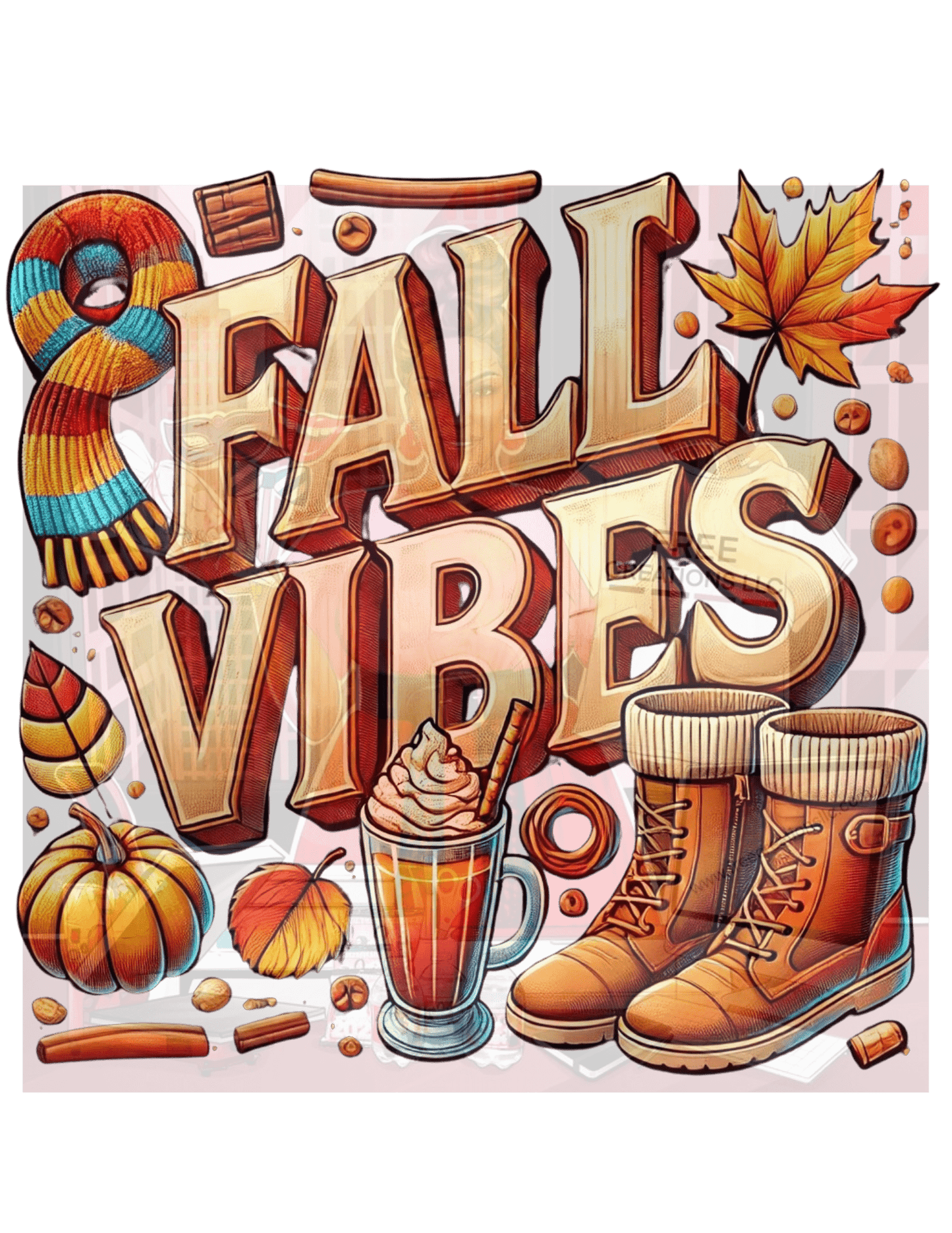Fall Vibes PNG - Autumn - Themed Digital Design for Sublimation & Seasonal Crafts | FREE CREATIONS LLC