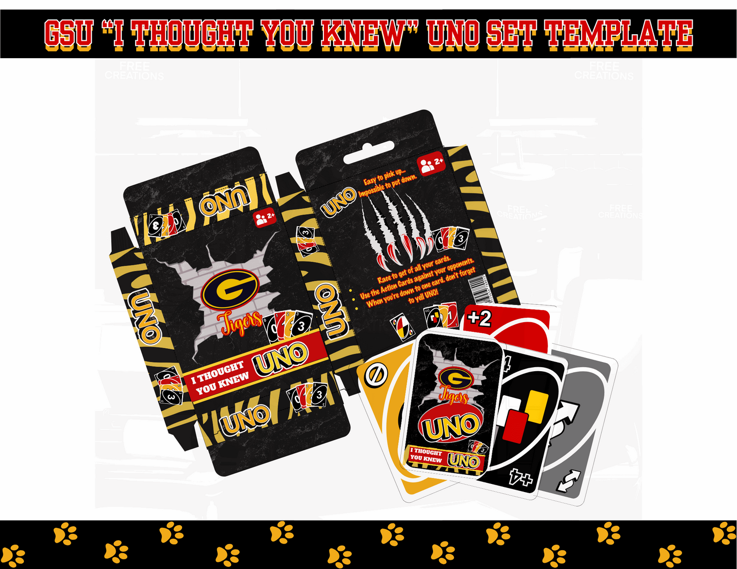 GSU UNO Card Template | UNO Card Designs | FREE CREATIONS LLC