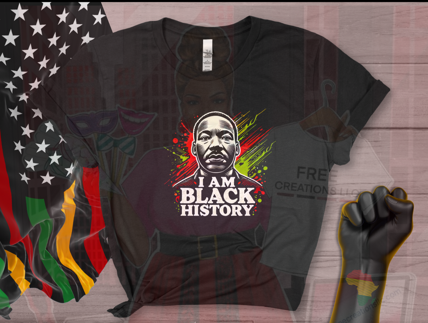 "MLK – I Am Black History" PNG – Afro Paint Splatter