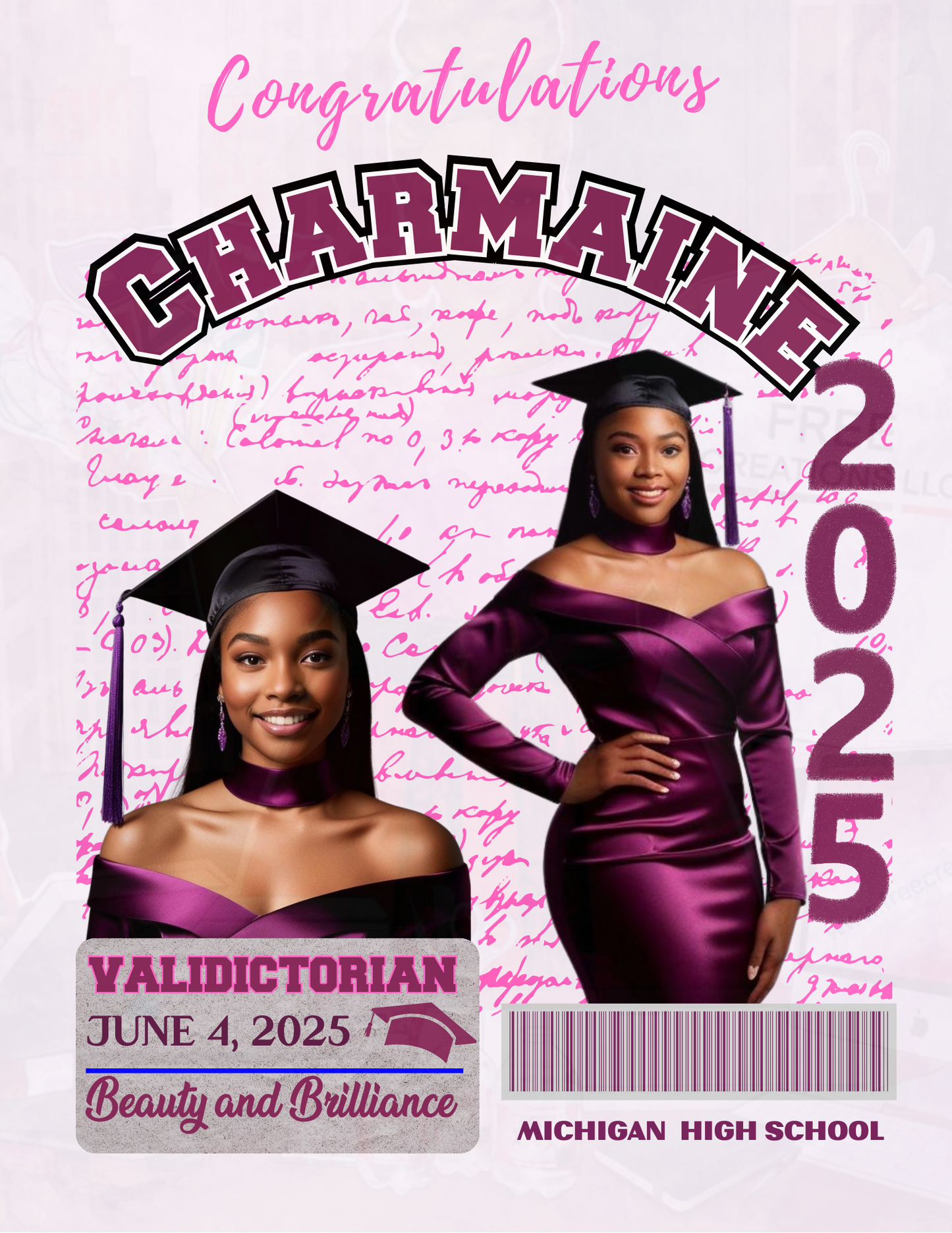 Purple & Pink Graduation Magazine Cover|FREE Creations LLC