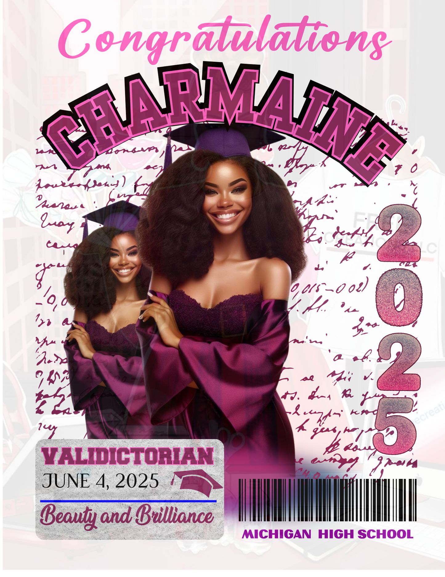 Purple and Pink Magazine Grad Design