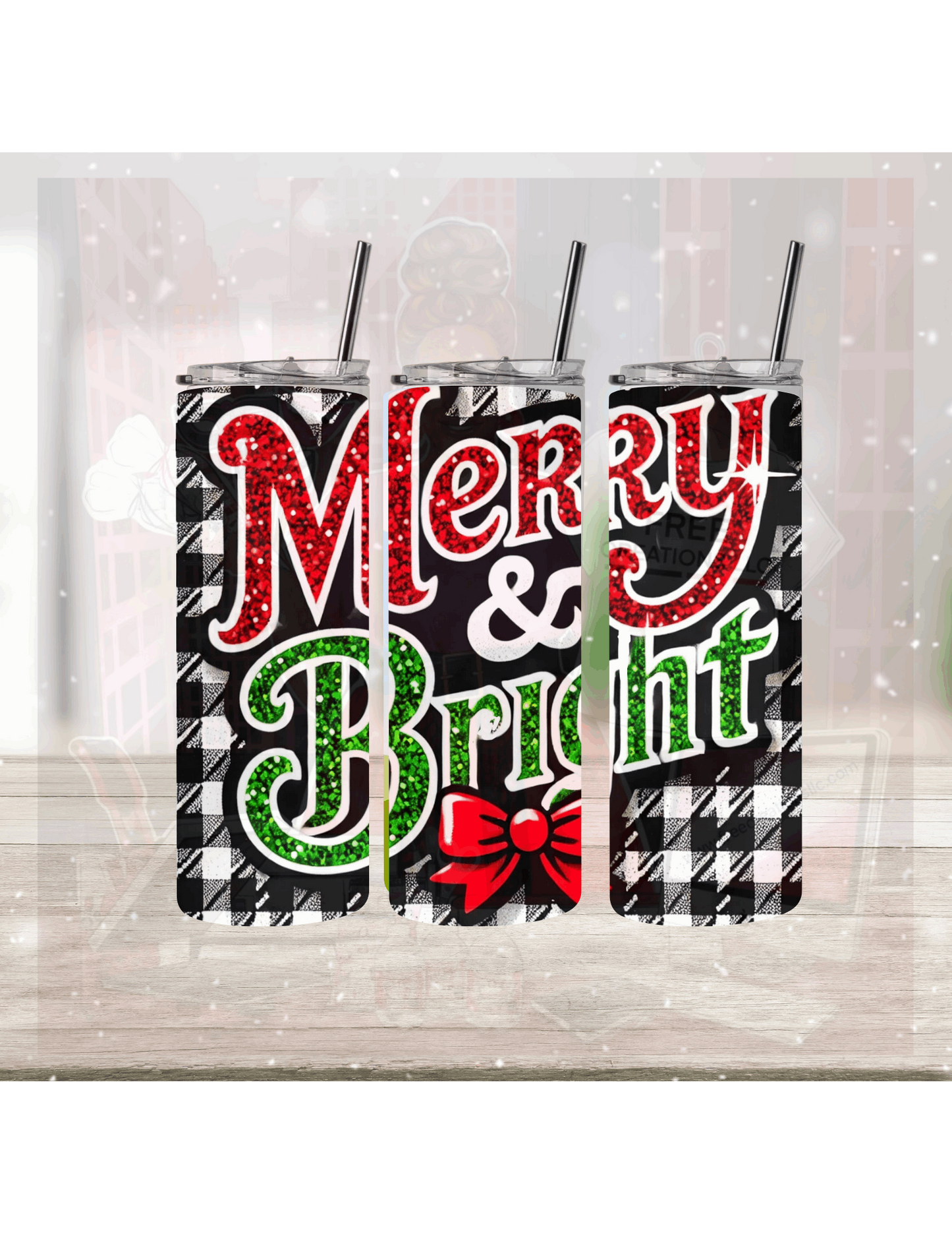 Merry and Bright Festive PNG –  Christmas Craft Design for Tumblers, Shirts, Tote Bags, and More