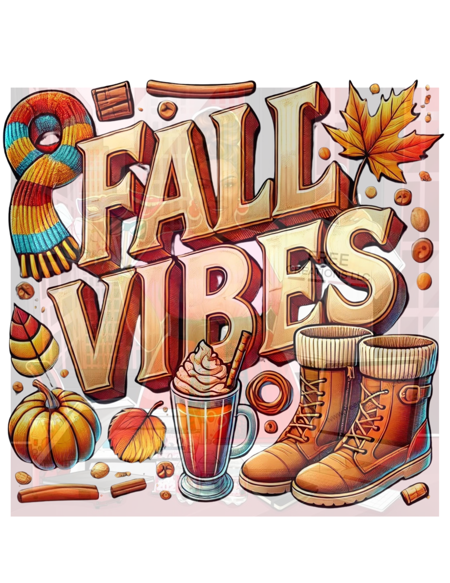 Fall Vibes PNG - Autumn-Themed Digital Design for Sublimation & Seasonal Crafts