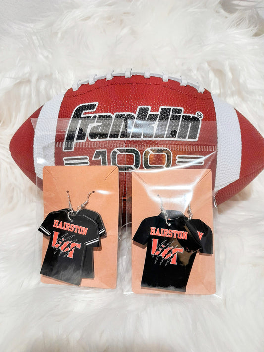 Custom Football Jersey Earrings - Personalized Team Colors & Player Number Jewelry Bundle