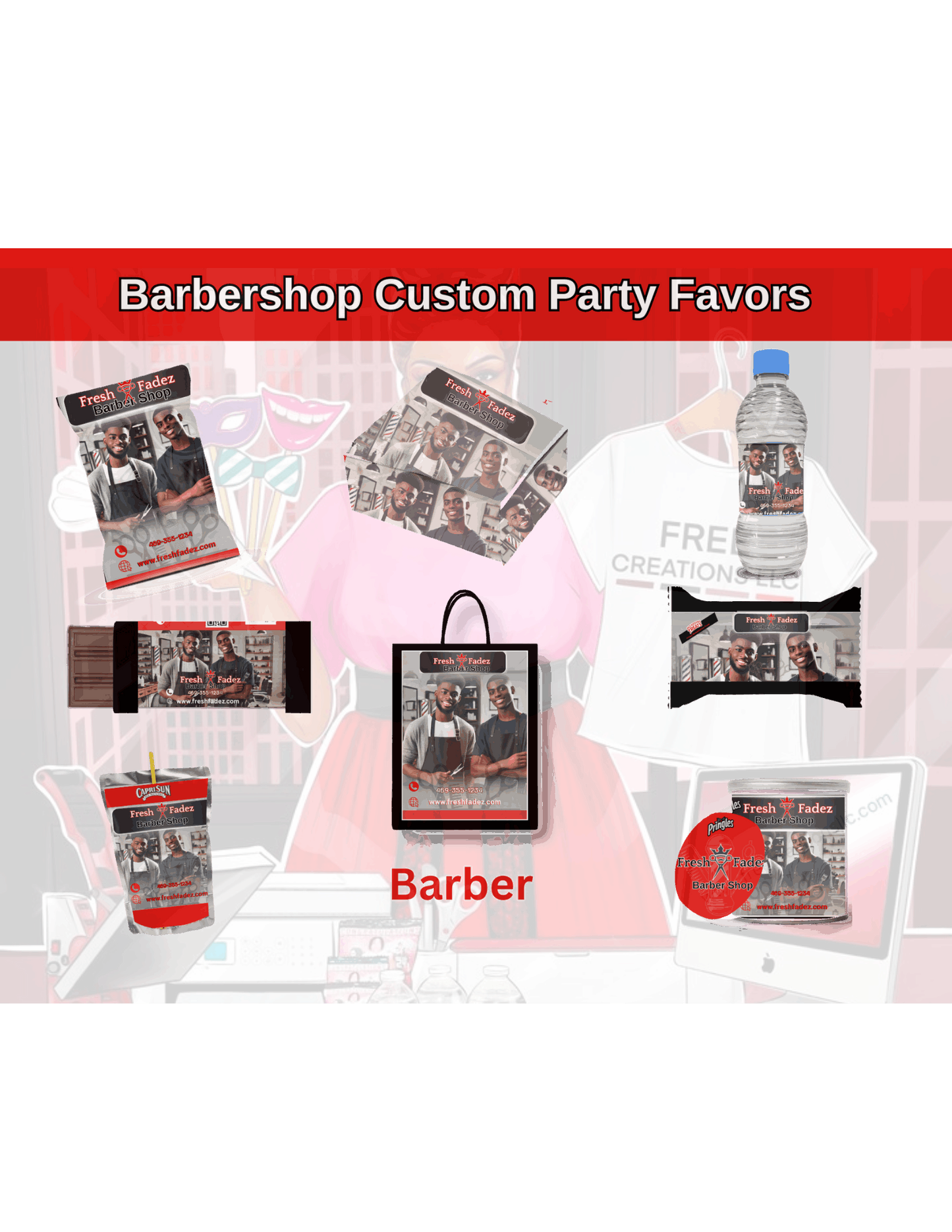 Barber Party Favors | Grooming-Themed Favors | FREE CREATIONS LLC