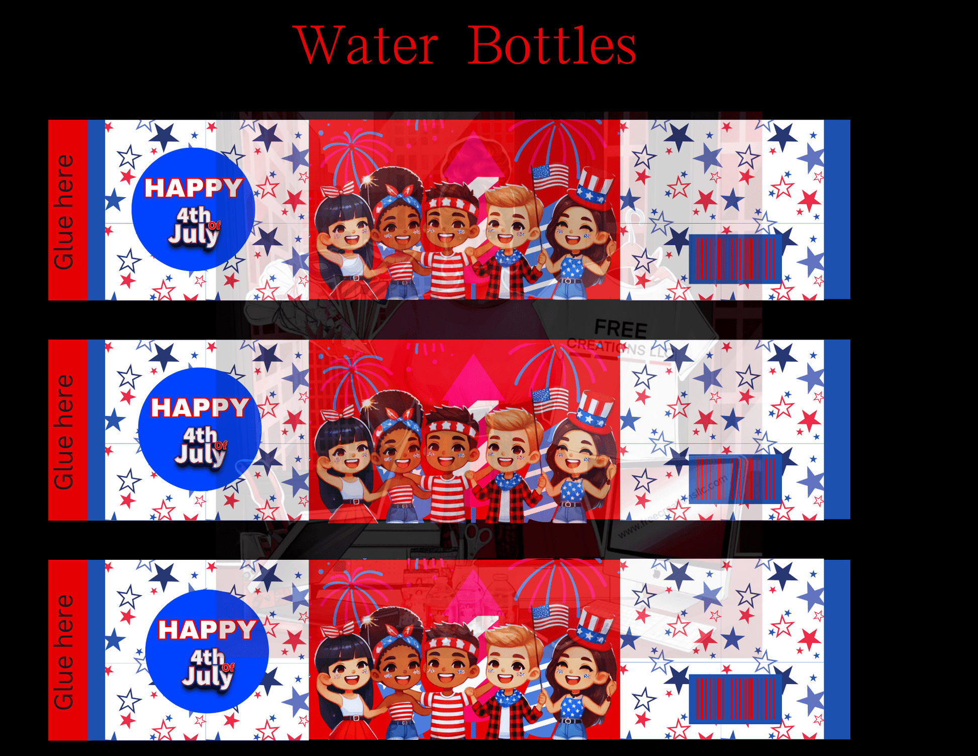 4th of July Celebrate Freedom & Fun Party Favor Bundle - Editable Printable Templates for Independence Day - FREE CREATIONS LLC