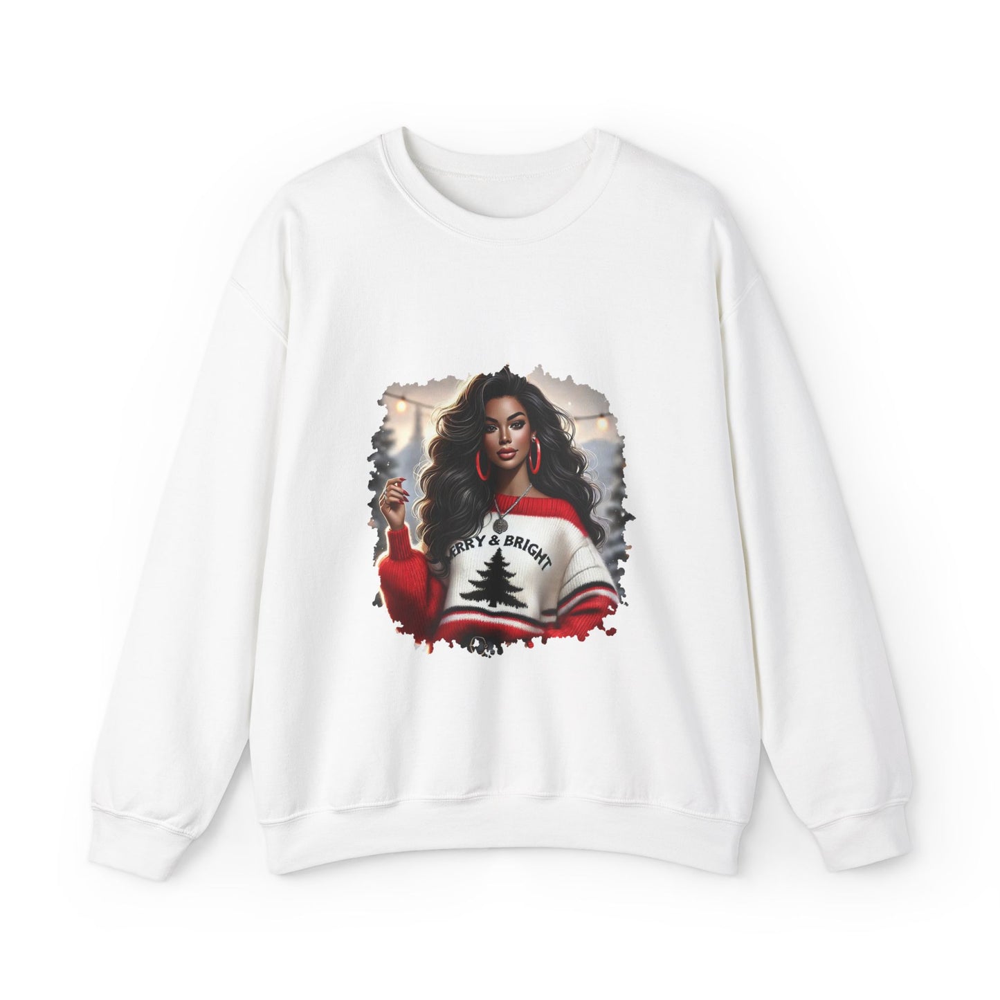 Merry & Bright Sweatshirt | Holiday Sweatshirt | FREE CREATIONS LLC