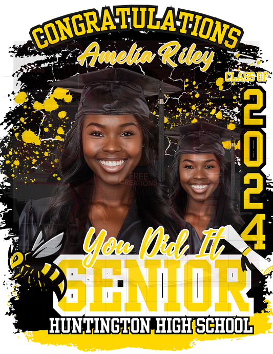 Black & Yellow Graduation Design - Editable Template for Grad Invitations, Banners & Apparel