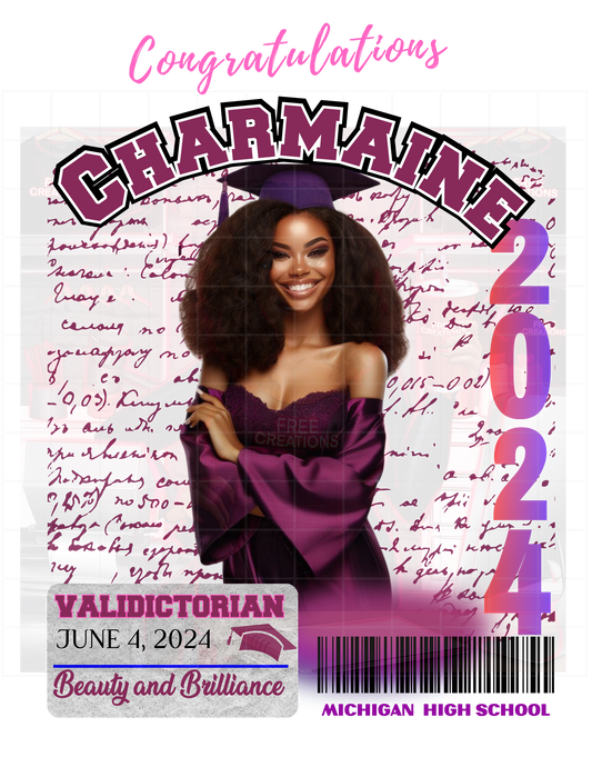 Purple and Pink Magazine-Style Graduation Design - Editable Template for Announcements & Party Decor