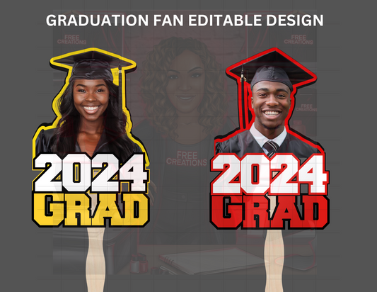 Editable Graduation Fan Template 1 - Customizable Design for Graduation Ceremonies & Celebrations