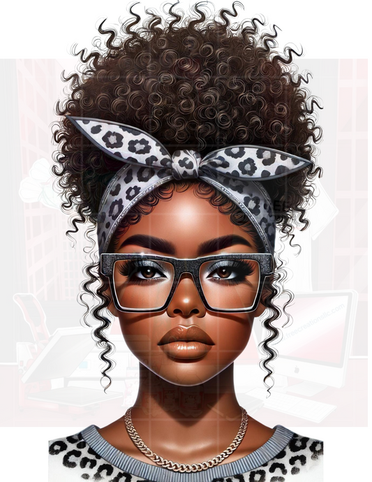 October Awareness Bundle - African American Woman Bun Full Face PNGs for Awareness