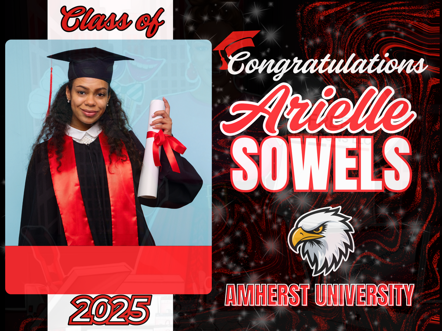 Red and Black Grad Yard Sign| FREE Creations LLC