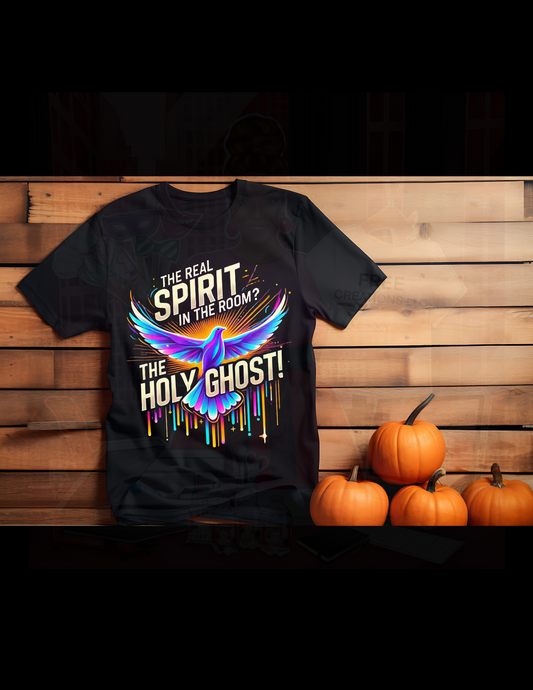 The Real Spirit in the Room? The Holy Ghost! - Editable Christian T-Shirt Design Template for Print