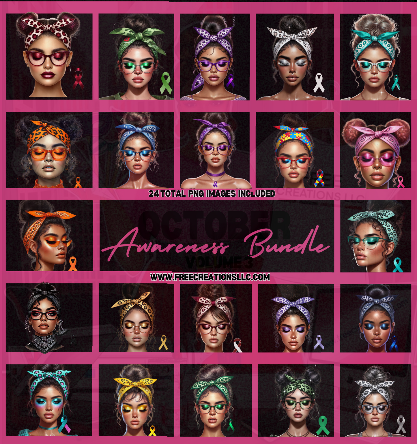 October Awareness Bundle: Volume 3 - Latina Women PNG Designs for Awareness