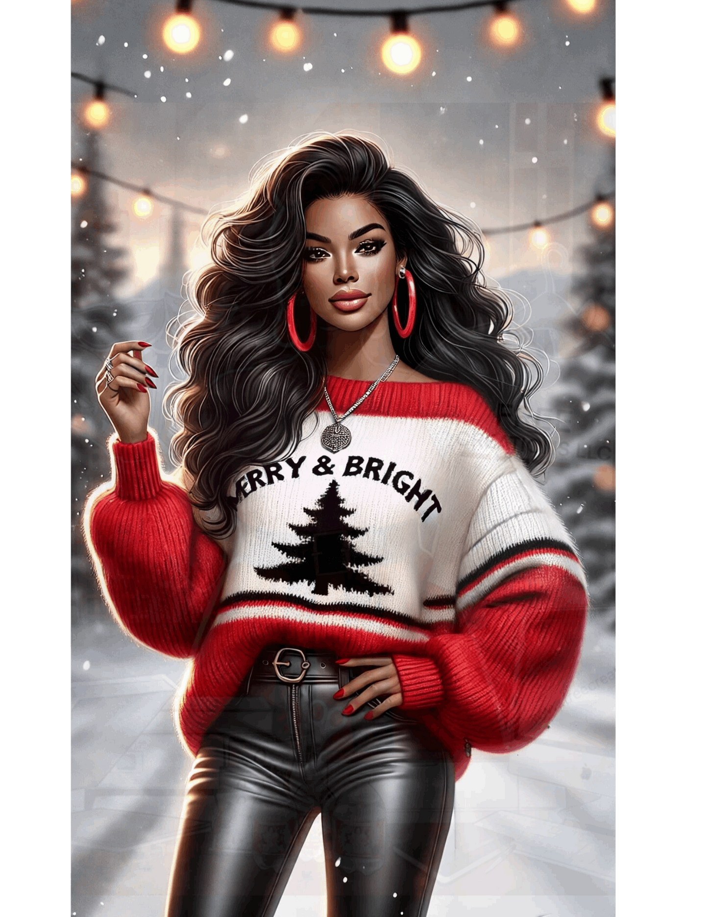 Latina Woman PNG | Festive Holiday PNG | FREE CREATIONS LLC