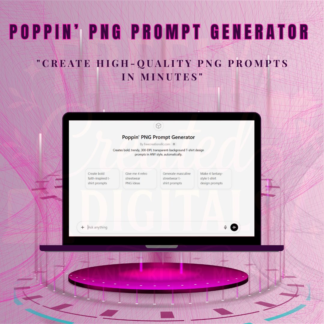 Laptop with prompt generator on the screen