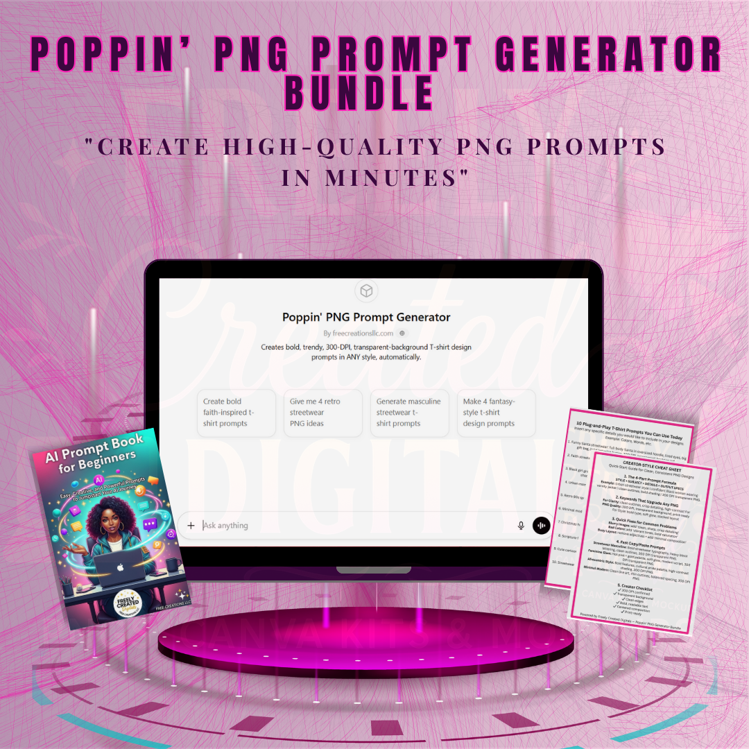 Laptop with Generator on the screen paired with the AI Prompt Book for Beginners