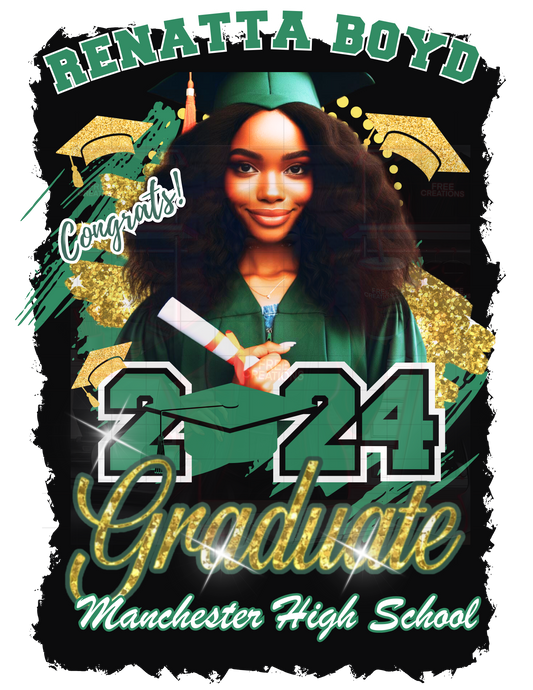 Green and Gold Graduation Design - Editable Template for Grad Invitations, Apparel & Decorations