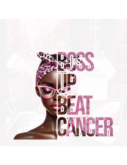 Boss Up, Beat Cancer - Editable Breast Cancer Awareness Design Template for T-Shirts & Merch