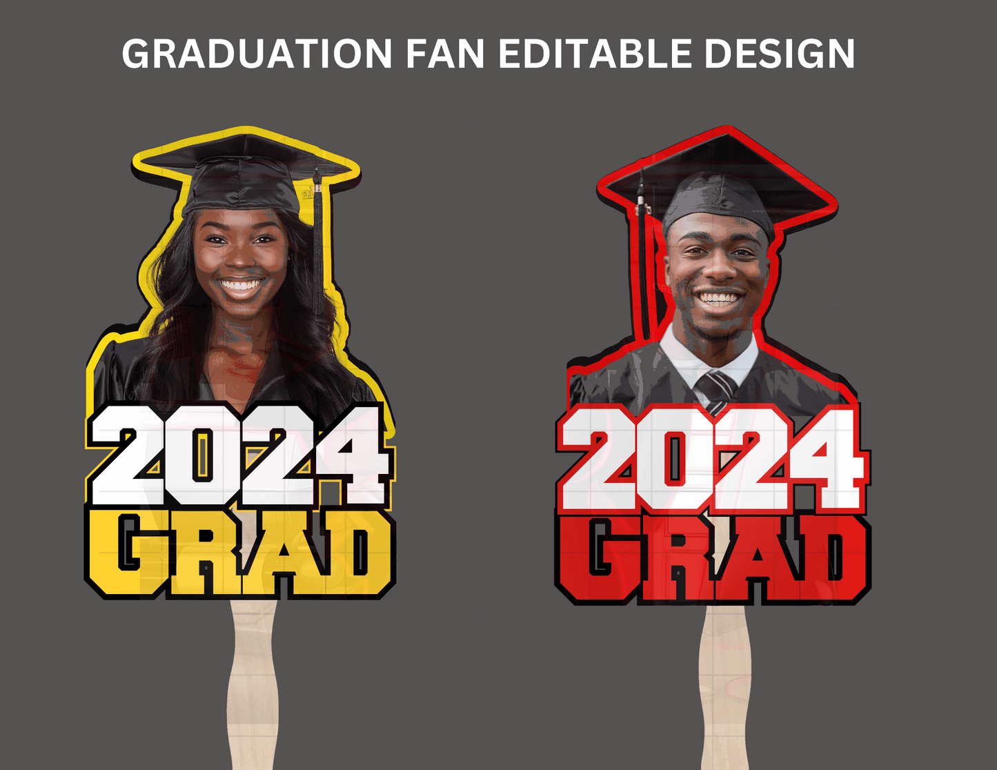 Editable Graduation Fan Template 1 - Customizable Design for Graduation Ceremonies & Celebrations - FREE CREATIONS LLC